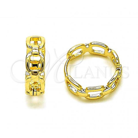 Oro Laminado Huggie Hoop, Gold Filled Style Paperclip Design, Polished, Golden Finish, 02.195.0191.15