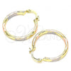Oro Laminado Medium Hoop, Gold Filled Style Diamond Cutting Finish, Tricolor, 02.213.0249.30