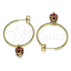 Oro Laminado Medium Hoop, Gold Filled Style with Garnet Crystal, Polished, Golden Finish, 02.63.2736.1.30