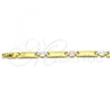 Oro Laminado Solid Bracelet, Gold Filled Style Butterfly Design, Polished, Tricolor, 03.102.0060.08