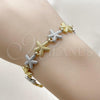 Oro Laminado Tennis Bracelet, Gold Filled Style Star Design, Matte Finish, Two Tone, 03.341.0238.07