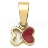 Oro Laminado Fancy Pendant, Gold Filled Style Butterfly Design, Red Enamel Finish, Golden Finish, 05.163.0063.4
