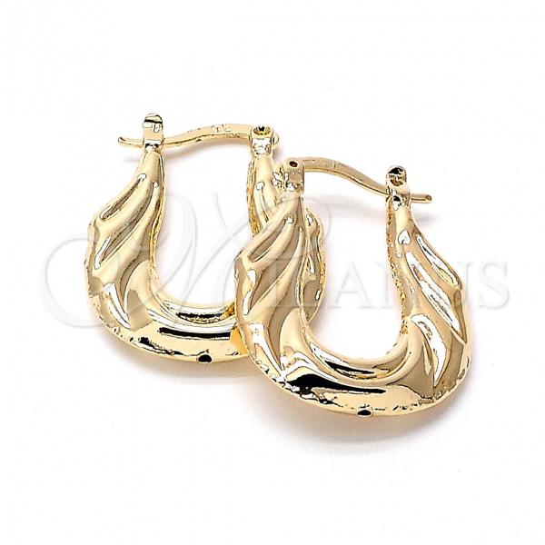 Oro Laminado Small Hoop, Gold Filled Style Diamond Cutting Finish, Golden Finish, 5.149.033