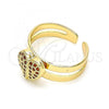 Oro Laminado Baby Ring, Gold Filled Style Heart Design, with Garnet Micro Pave, Polished, Golden Finish, 01.233.0014.1 (One size fits all)