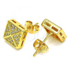 Oro Laminado Stud Earring, Gold Filled Style with White Cubic Zirconia, Polished, Golden Finish, 02.342.0020