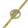 Oro Laminado Fancy Bracelet, Gold Filled Style Mom Design, with White Micro Pave, Polished, Golden Finish, 03.381.0050.08