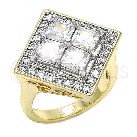 Oro Laminado Multi Stone Ring, Gold Filled Style with White Cubic Zirconia, Polished, Two Tone, 01.210.0056.2.07 (Size 7)