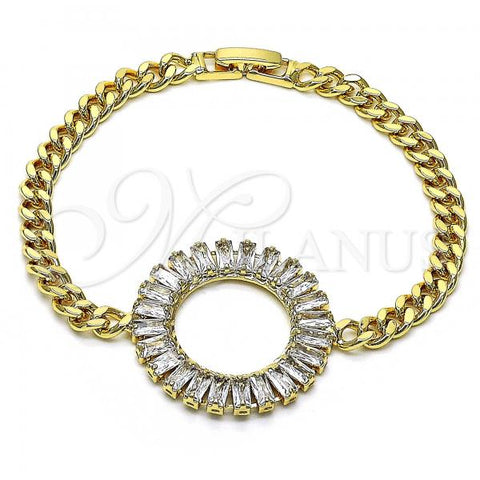 Oro Laminado Fancy Bracelet, Gold Filled Style with White Cubic Zirconia, Polished, Golden Finish, 03.283.0120.07