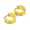 Stainless Steel Huggie Hoop, with White Crystal, Polished, Golden Finish, 02.384.0036.1.12