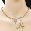 Oro Laminado Medium Rosary, Gold Filled Style Guadalupe and Crucifix Design, Polished, Golden Finish, 09.213.0067.24