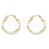 Oro Laminado Small Hoop, Gold Filled Style Diamond Cutting Finish, Tricolor, 02.213.0249.25