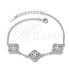 Sterling Silver Fancy Bracelet, Flower Design, with Micro Pave, Rhodium Finish, 03.176.0007