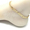 Oro Laminado Basic Anklet, Gold Filled Style Figaro Design, Polished, Golden Finish, 04.63.0118.10