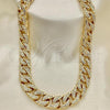 Oro Laminado Basic Necklace, Gold Filled Style Curb Design, with White Crystal, Polished, Golden Finish, 03.372.0002.18