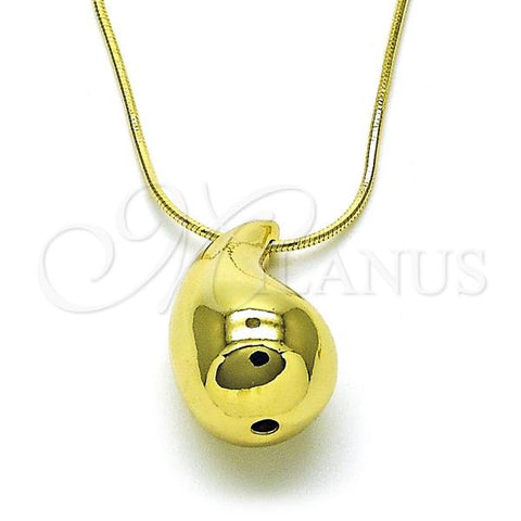 Oro Laminado Pendant Necklace, Gold Filled Style Teardrop and Hollow Design, Polished, Golden Finish, 04.341.0112.18