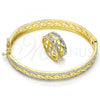 Oro Laminado Set Bangle, Gold Filled Style Diamond Cutting Finish, Two Tone, 13.99.0002.05.08 (09 MM Thickness, Size 8)