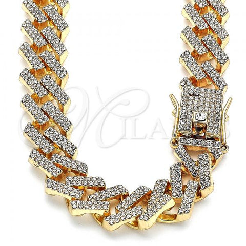 Oro Laminado Basic Necklace, Gold Filled Style with White Crystal, Polished, Golden Finish, 03.372.0005.18