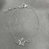 Sterling Silver Fancy Bracelet, Star Design, Polished, Silver Finish, 03.392.0024.07