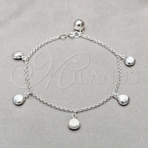Sterling Silver Fancy Bracelet, Shell Design, Polished, Silver Finish, 03.409.0104.08