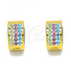 Stainless Steel Huggie Hoop, with Multicolor Crystal, Polished, Golden Finish, 02.384.0032.12