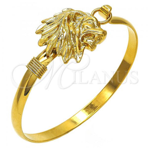 Oro Laminado Individual Bangle, Gold Filled Style Lion Design, Polished, Golden Finish, 07.185.0014.04 (05 MM Thickness, Size 4 - 2.25 Diameter)