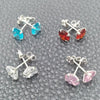 Sterling Silver Stud Earring, with White Cubic Zirconia, Polished, Silver Finish, 02.394.0001