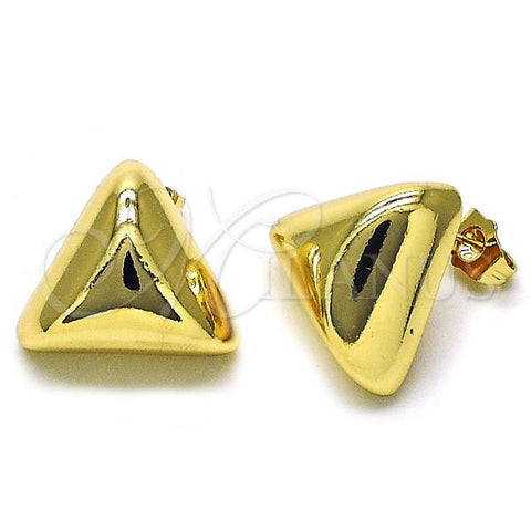 Oro Laminado Stud Earring, Gold Filled Style Chunky Design, Polished, Golden Finish, 02.385.0049