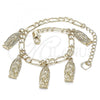 Oro Laminado Charm Bracelet, Gold Filled Style Guadalupe Design, Polished, Golden Finish, 03.351.0085.07