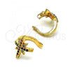 Oro Laminado Earcuff Earring, Gold Filled Style with Multicolor Micro Pave, Polished, Golden Finish, 02.210.0682.1