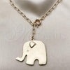 Oro Laminado Pendant Necklace, Gold Filled Style Elephant Design, Polished, Golden Finish, 04.63.1433.20