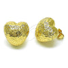 Oro Laminado Stud Earring, Gold Filled Style Chunky Design, Diamond Cutting Finish, Golden Finish, 02.163.0324
