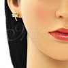 Oro Laminado Stud Earring, Gold Filled Style Dragon-Fly Design, with White Micro Pave, Polished, Golden Finish, 02.210.0465