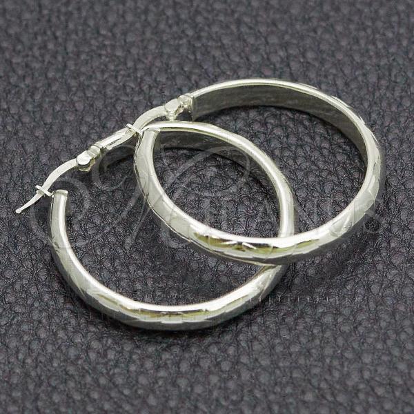Sterling Silver Medium Hoop, Diamond Cutting Finish, Silver Finish, 02.389.0114.30