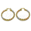 Oro Laminado Medium Hoop, Gold Filled Style Diamond Cutting Finish, Tricolor, 02.170.0529.40