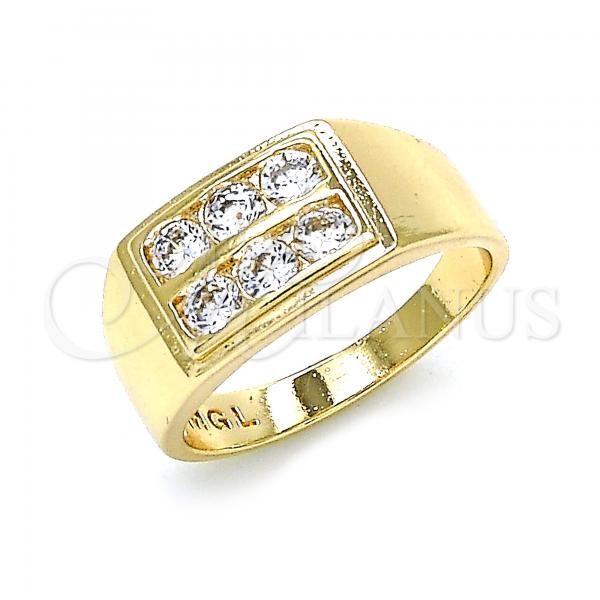 Oro Laminado Baby Ring, Gold Filled Style with White Cubic Zirconia, Polished, Golden Finish, 01.185.0018.04 (Size 4)
