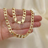 Oro Laminado Basic Necklace, Gold Filled Style Curb Design, Polished, Golden Finish, 5.222.002.24