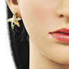 Oro Laminado Stud Earring, Gold Filled Style Star and Hollow Design, Polished, Golden Finish, 02.282.0049