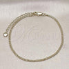 Oro Laminado Basic Anklet, Gold Filled Style Miami Cuban Design, Diamond Cutting Finish, Golden Finish, 04.213.0157.09