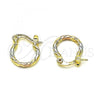 Oro Laminado Small Hoop, Gold Filled Style Diamond Cutting Finish, Tricolor, 02.96.0084.2.12