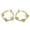 Oro Laminado Medium Hoop, Gold Filled Style Teddy Bear Design, with White Micro Pave, Polished, Golden Finish, 02.210.0708.30