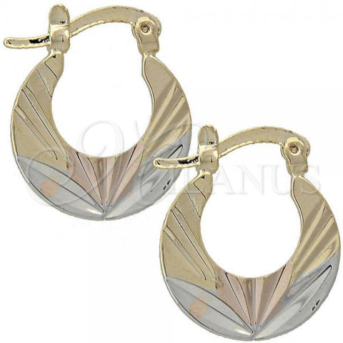 Oro Laminado Small Hoop, Gold Filled Style Diamond Cutting Finish, Tricolor, 5.144.017.1