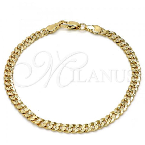 Gold Tone Basic Bracelet, Pave Cuban Design, Polished, Golden Finish, 04.242.0035.08GT