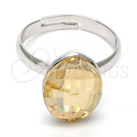 Rhodium Plated Multi Stone Ring, with Golden Shadow Swarovski Crystals, Polished, Rhodium Finish, 01.239.0008.6 (One size fits all)