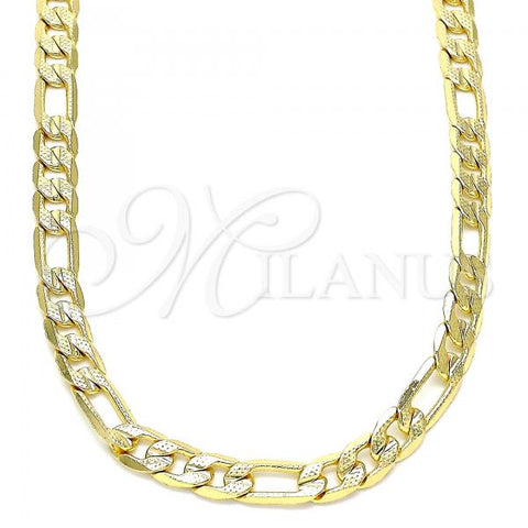 Oro Laminado Basic Necklace, Gold Filled Style Figaro Design, Polished, Golden Finish, 04.63.0118.18