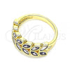 Oro Laminado Multi Stone Ring, Gold Filled Style Leaf Design, with Amethyst Cubic Zirconia, Polished, Golden Finish, 01.346.0019.3.09