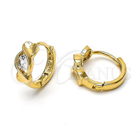 Oro Laminado Huggie Hoop, Gold Filled Style with White Cubic Zirconia, Polished, Golden Finish, 5.131.028