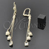 Oro Laminado Long Earring, Gold Filled Style with White Crystal, Polished, Golden Finish, 5.098.002