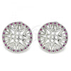 Rhodium Plated Stud Earring, with Ruby and White Micro Pave, Polished, Rhodium Finish, 02.233.0018.5