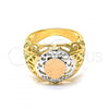 Oro Laminado Elegant Ring, Gold Filled Style Filigree Design, Diamond Cutting Finish, Tricolor, 5.173.009.08 (Size 8)