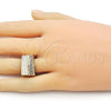 Oro Laminado Elegant Ring, Gold Filled Style Chunky Design, Diamond Cutting Finish, Golden Finish, 01.60.0011